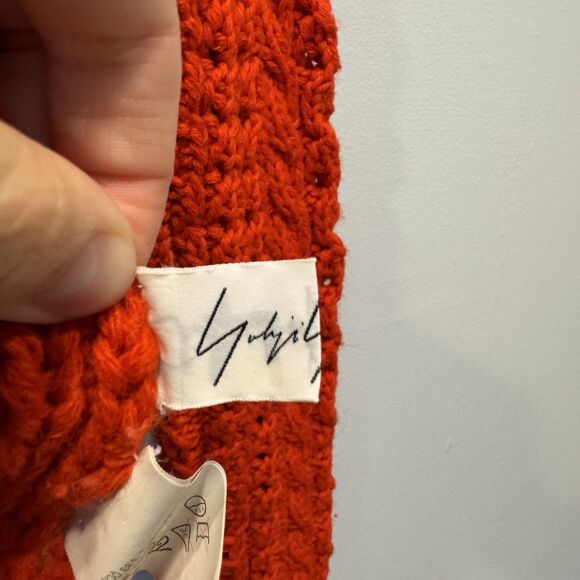 Vintage Yohji Yamamoto Sweater 100% Wool Chunky Knit Red Turtleneck Women Medium - Picture 6 of 9